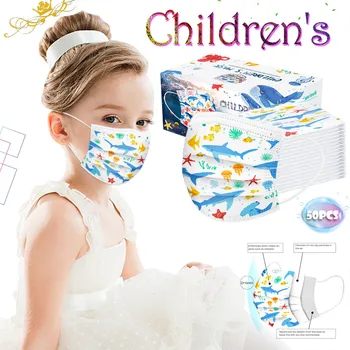 

Children Kids Disposable Face Masks 3 Layer Anti-Dust Pollution Masks Non-woven Dustproof Cartoon Printed Mask mascarillas