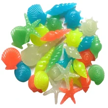 50 шт./компл. светящиеся камни, галька светящиеся в форме ракушек бассейн Пейзаж сада смолы садок для рыбы декоративные красочные раковины аквариум