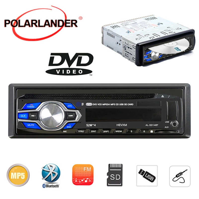 Reproductor de radio con bluetooth para coche, reproductor de DVD, VCD, MP3, bluetooth, 12V, estéreo, 1 Din, AUX in, USB/SD, de 5V|stereo 1 din|1 dincar stereo 1 din -