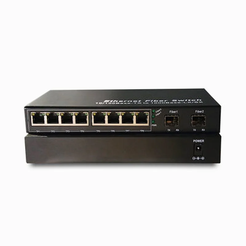 2 SFP оптоволоконный порт 8 RJ45 poe Gigabit ethernet переключатель поэ 10 порт медиаконвертер plug play 8 UTP 10/100/1000M