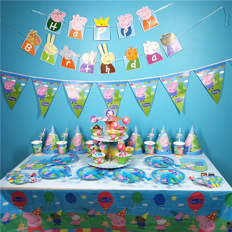 Tanie 9styl świnka Peppa dekoracja urodzinowa maska flaga z napisem zaopatrzenie firm aktywność wydarzenie zabawki na prezenty urodzinowe dla dzieci P30