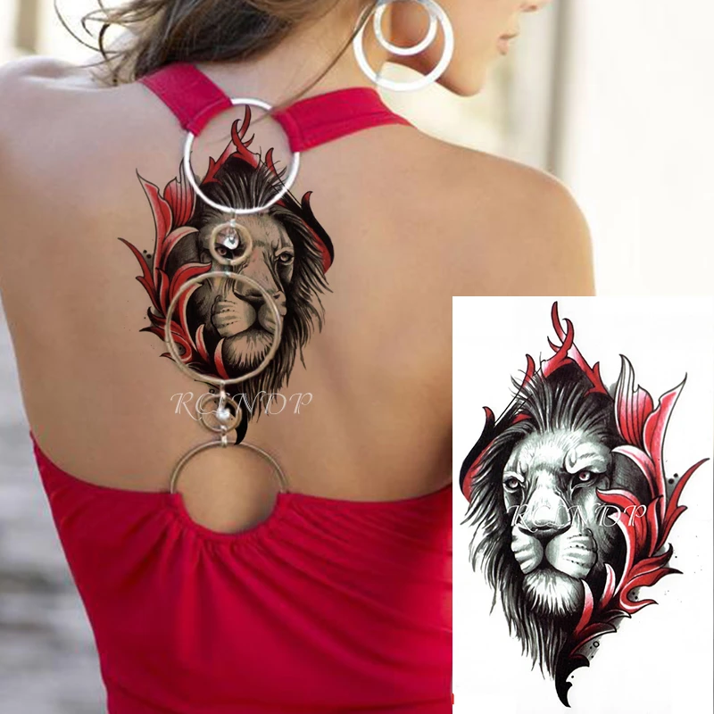 Tatuagem Temporaria A Prova Dwaterproof Agua Adesivo Leao Animal Vermelho Flor Falso Tatoo Flash Tatto Braco De Volta Perna Arte Do Corpo Para Menina Tatuagens Temporarias Aliexpress