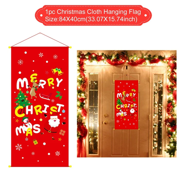 hanging flag style 6 QIFU Рождественские украшения окна Стикеры кулон венок Снеговик Санта Клаус Рождество Natal счастливый подарок на год - Цвет: hanging flag style 6