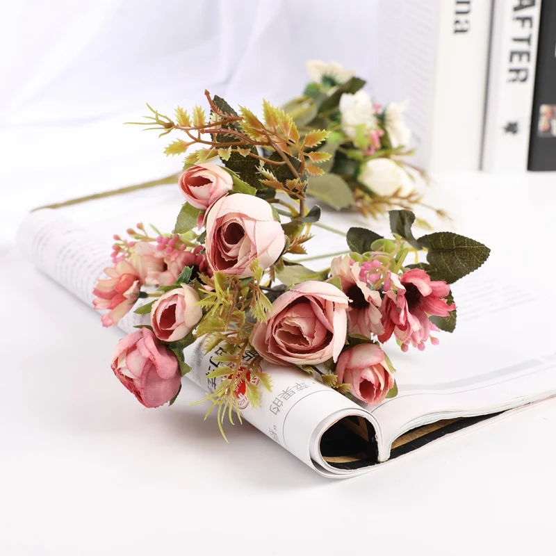1 шт. свадебное украшение, домашний декор, искусственные маленькие розы,  букет на голову, цветы, украшение интерьера, подарки | AliExpress
