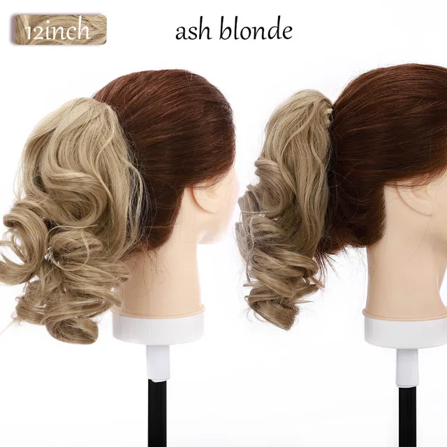 S-noilite Synthetic 12-26inch Claw Clip On Ponytail Hair Extension Ponytail Extension Hair For Women Pony Tail Hair Hairpiece ash blonde