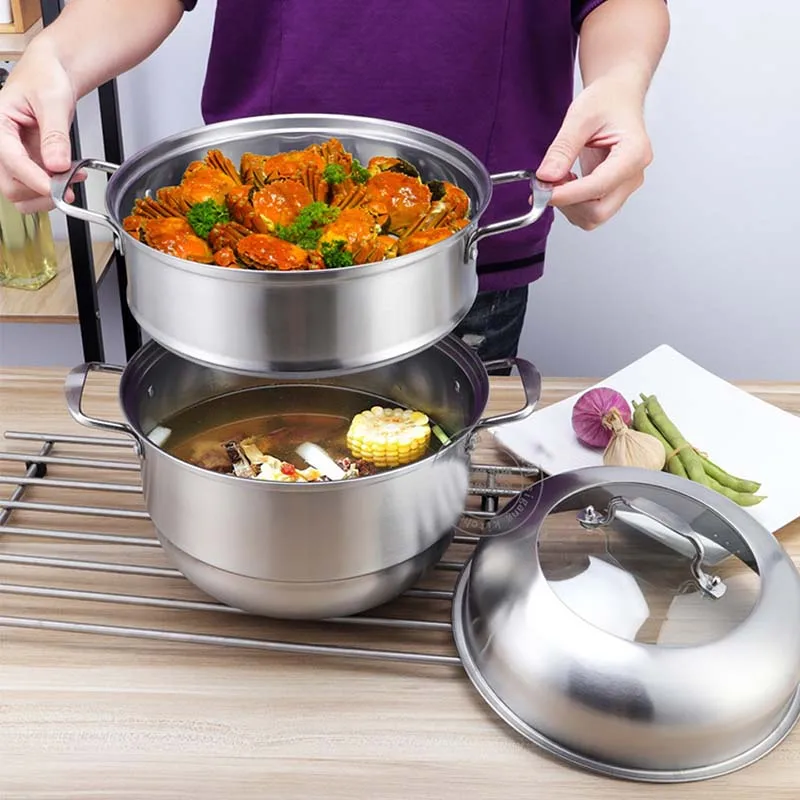 Borrey Stainless Steel Steam Basket Pot Thicken Double Boiler