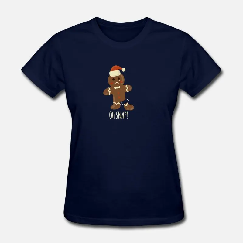 Women-Navy Blue Новейший Oh Snap! Забавная Рождественская футболка с пряником, Мужская хипстерская футболка с круглым вырезом, Мужская футболка с коротким рукавом, Мужская футболка в стиле хип-хоп - Цвет: Women-Navy Blue