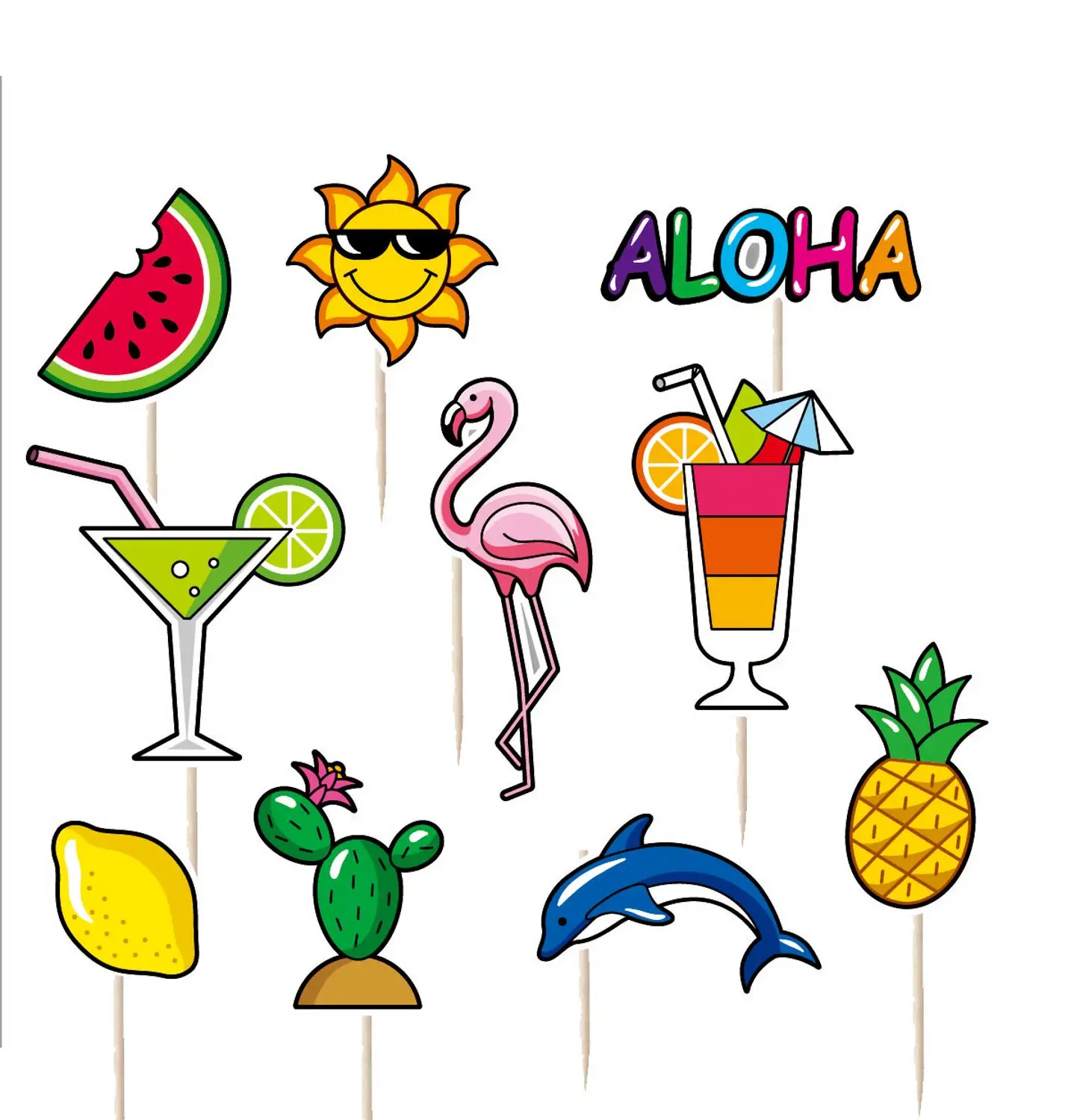 Hot Style Hawaiian Party Decoration Summer Flamingos Cupcake Toppers -Set of 20 | Дом и сад