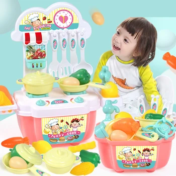 

Kid Kitchen Set Toys 22 Pcs/Set Vegetables Kitchenware Kitchen Storage Miniature Kitchen Cooking Toy Safe Cute Girl Toys Gifts