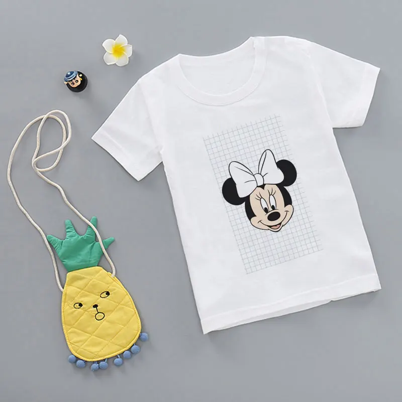 Милое летнее платье с мышкой кавайная Детская футболка с рисунком мыши Футболки для мальчиков и девочек в стиле Харадзюку Модная белая простая забавная футболка для малышей - Цвет: 8968
