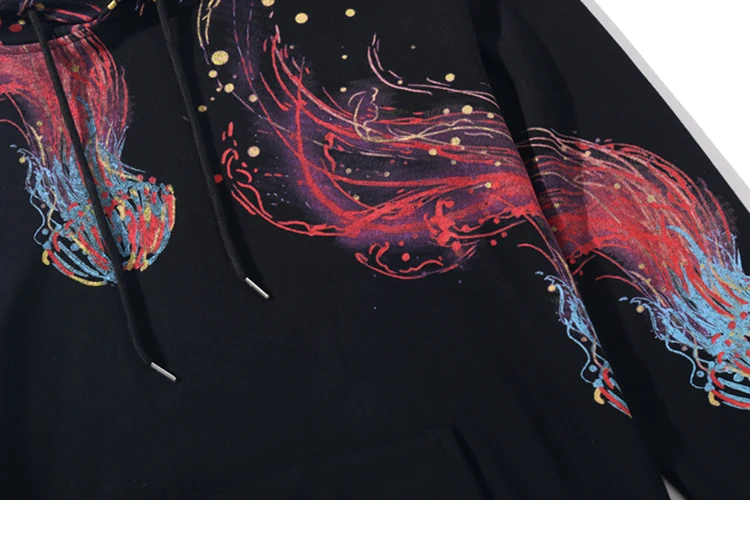 Hip Hop Hoodies Sweatshirt Cool Jellyfish Printed Men Harajuku Streetwear Hoodie Pullover HipHop Oversized Clothing Cotton