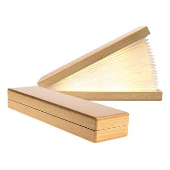 

Folding Fan Shape Table Lamp Wood Paper Sector Light Novelty LED Night Light USB Rechargeable Wooden Desk Lamp Table Light