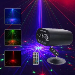 Mini lumière Disco LED RGB 16 en 1 avec télécommande, Laser, projecteur de scène activé, clignotant automatique pour spectacle de fête d'anniversaire 