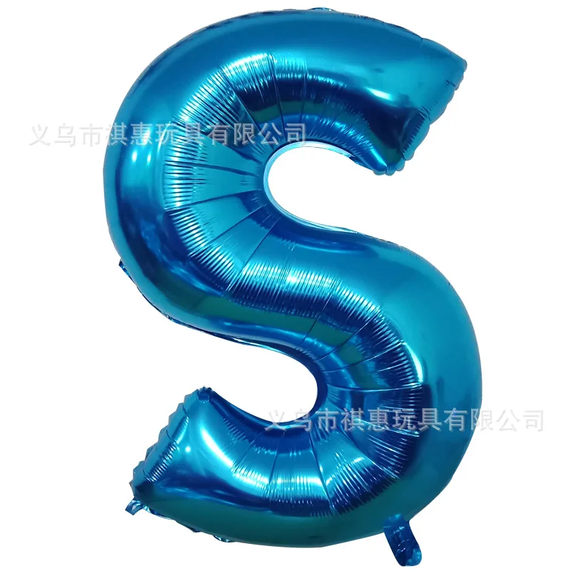 40 inch Blue aluminum film letter balloon Aluminum foil birthday Party wedding supplies Decorative photography props balloon - Цвет: S