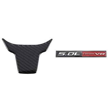 

1Pcs Car Steering Wheel Button Switch Panel Cover Trim Decoration & 1Pcs Fender Side Emblems for d Mustang Gt