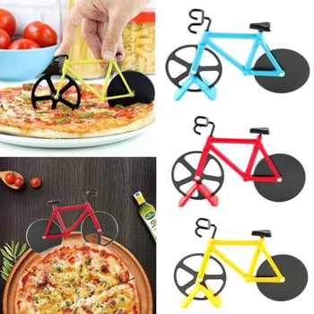 

Stainless Steel Pizza Knife Two-wheel Bicycle Shape Pizza Cutting Knife Pizza Tool Bike Round Pizza Cutter Knives