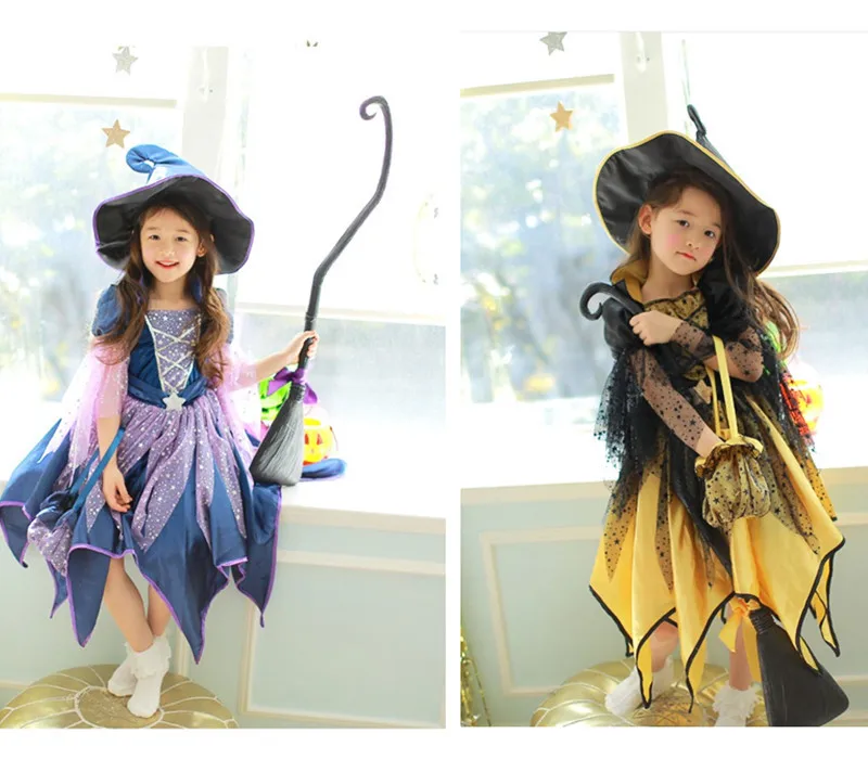 

Witch Cosplay Elves Halloween Costume Elf Children Clothing Formal Dress Elf Witch Performance