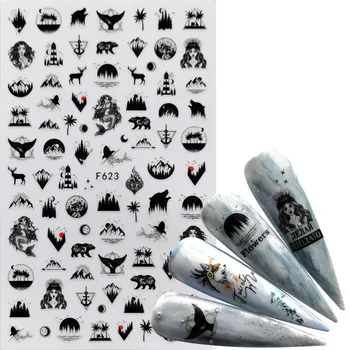 

1 PC Mix Black Tree Flower 3D Adhesive Sliders Wraps Tips Charm Art Manicure Decorations Nail Sticker