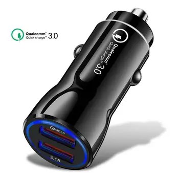 

3.1A Fast Car Charger Quick Charge 3.0 Dual USB for iphone XR XS Max Xiaomi Huawei Mobile Phone Charger Car Cigarette Lighter