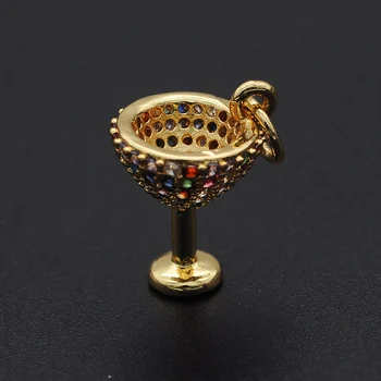 

5pcs/lot 14x11mm 100% CZ Zircon DIY Jewelry Cocktail Cup Charm Pendant Wholesale Necklace Making Charms