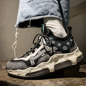 

New Trendy Mesh Men Sneakers Hip-hop Thick Sole Sport shoes Men Running shoes Road Walking Shoes Reflective Platform Retro Style