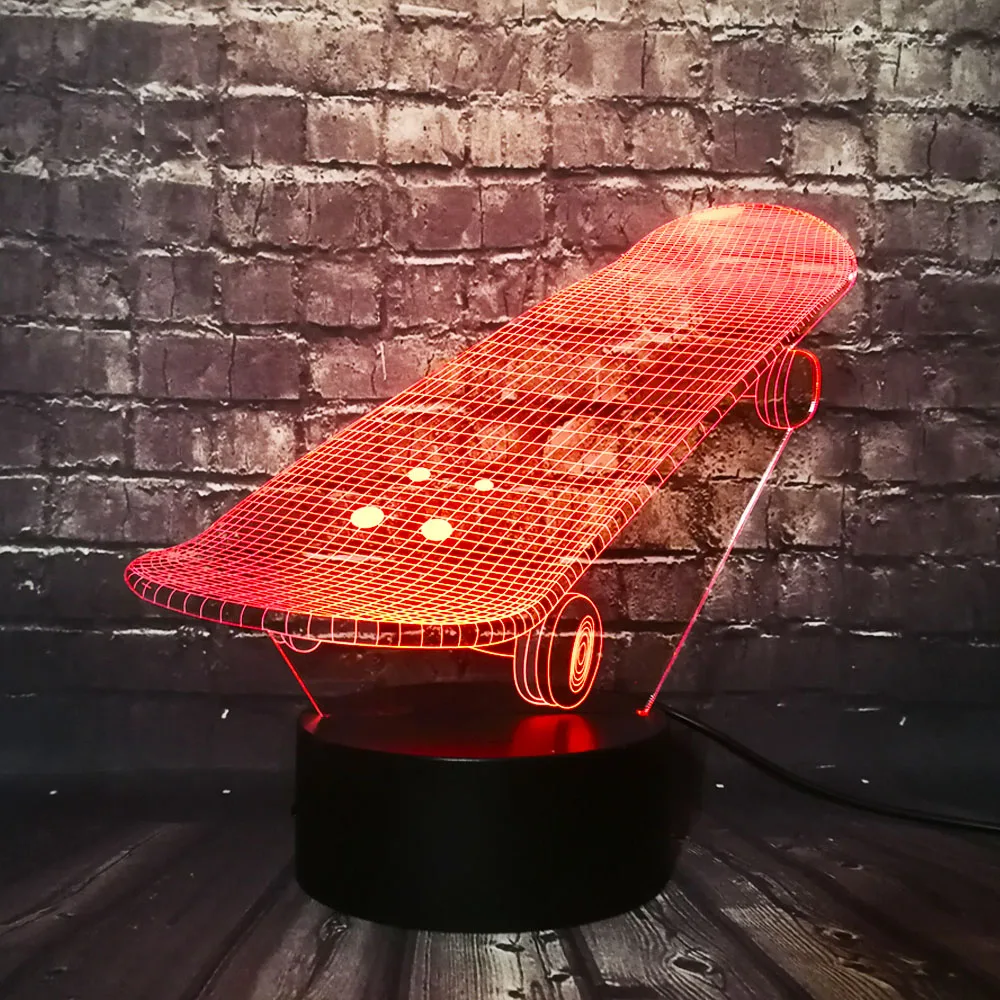 Новый спортивный скейтборд 3D LED USB лампа трехмерные инновационные Настольные