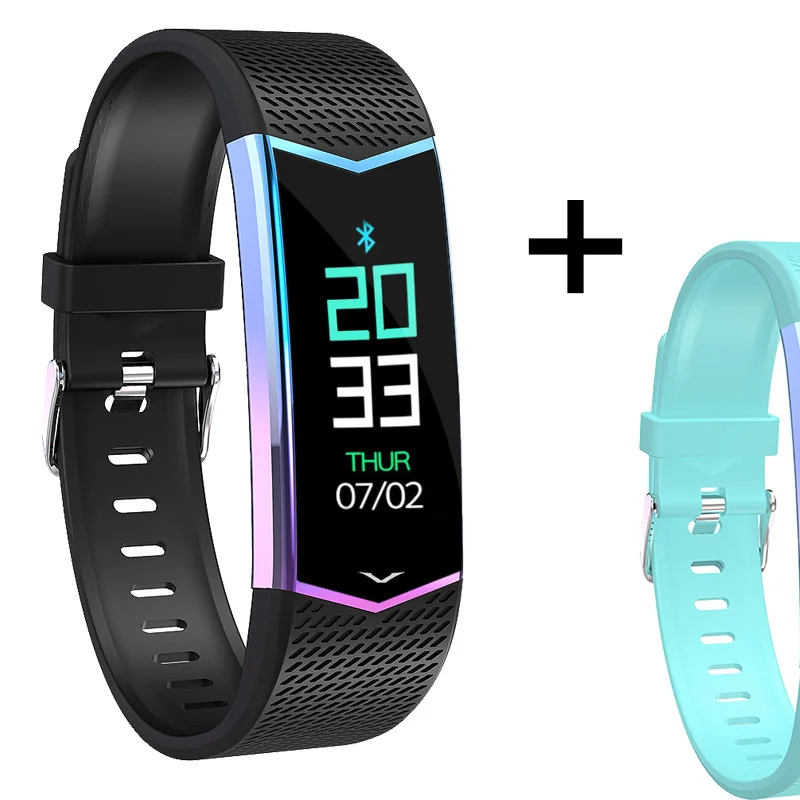 Add a green strap Умный Браслет IP67 водонепроницаемый браслет кровяное давление монитор сердечного ритма шагомер фитнес-трекер Смарт-браслет для мужчин и женщин - Цвет: Add a green strap
