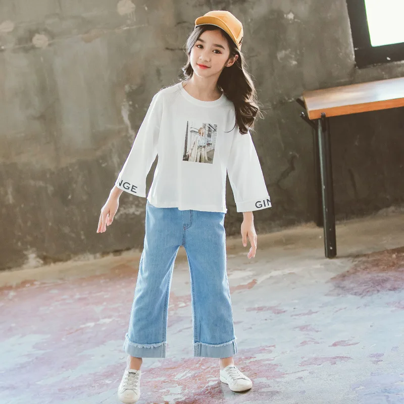 

Girls Autumn Clothing Set 2019 New Style Sports Childrenswear Big Boy CHILDREN'S Sweater Spring And Autumn Fashionable Two-Piece