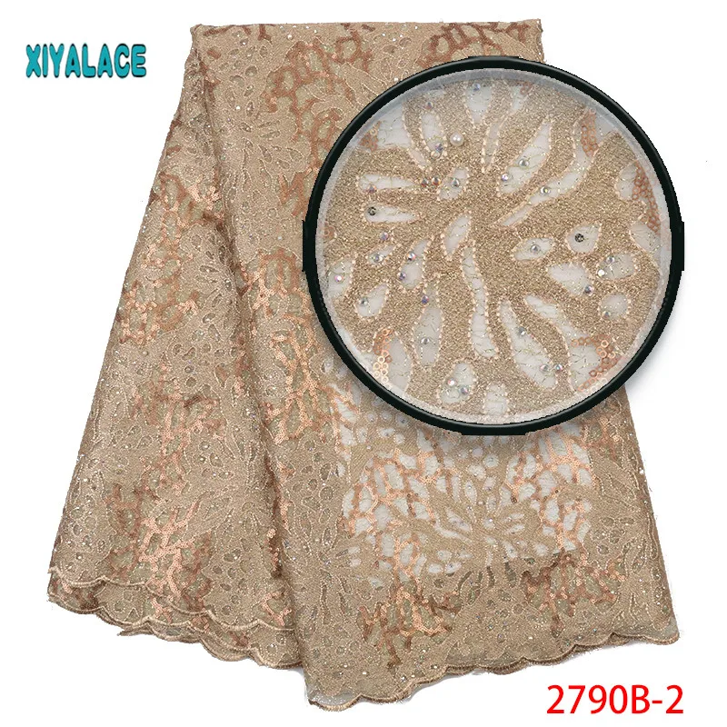 

French Lace Fabric High Quality Gold Sequins Lace Fabric Embrodiery African Wedding Lace Fabric For African Lace Dress 2790b