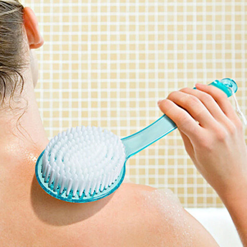 Cepillo de espalda de ducha de baño con mango largo, masajeador de  depurador, herramienta de limpieza de la piel, lugar convexo, partículas de  masaje, cepillo de espalda de ducha