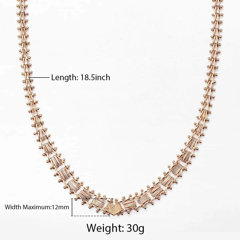 18.5inch Necklace For Women 585 Rose Gold Geometric Spicate Chain Strand Choker Wedding Fashion Jewelry Womens Necklace LCN21