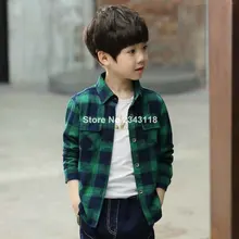 Детская одежда детские рубашки с длинными рукавами для мальчиков весенне-осенние модели черного, красного, зеленого цвета От 4 до 14 лет