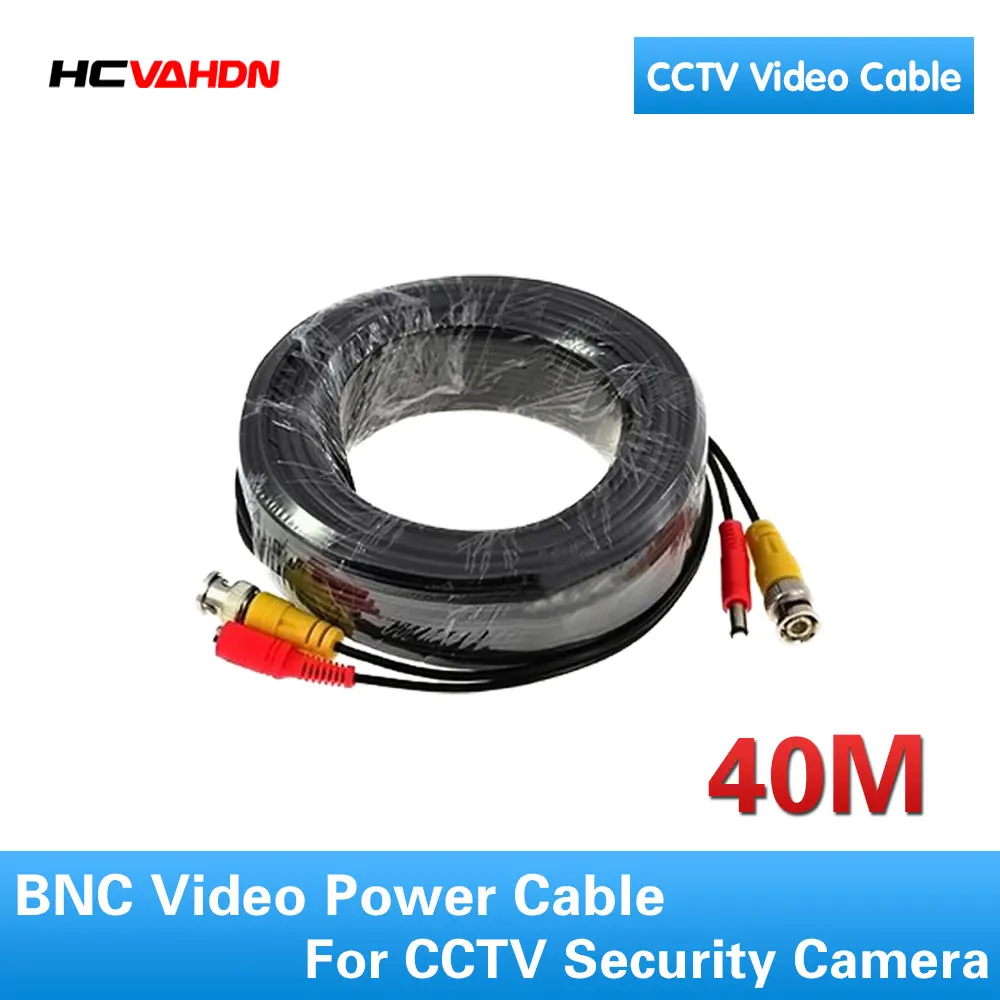 HCVAHDN New 40m BNC Video Power CableBNC + DC Plug Connector for CCTV Security Camera Kit Free Shipping | Безопасность и защита