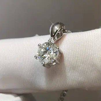 

18K White Gold VVS1 D Color Moissanite Necklace Excellent Cut 1 Carat Diamond Test Pass Gemstone Pendant Necklaces for Women