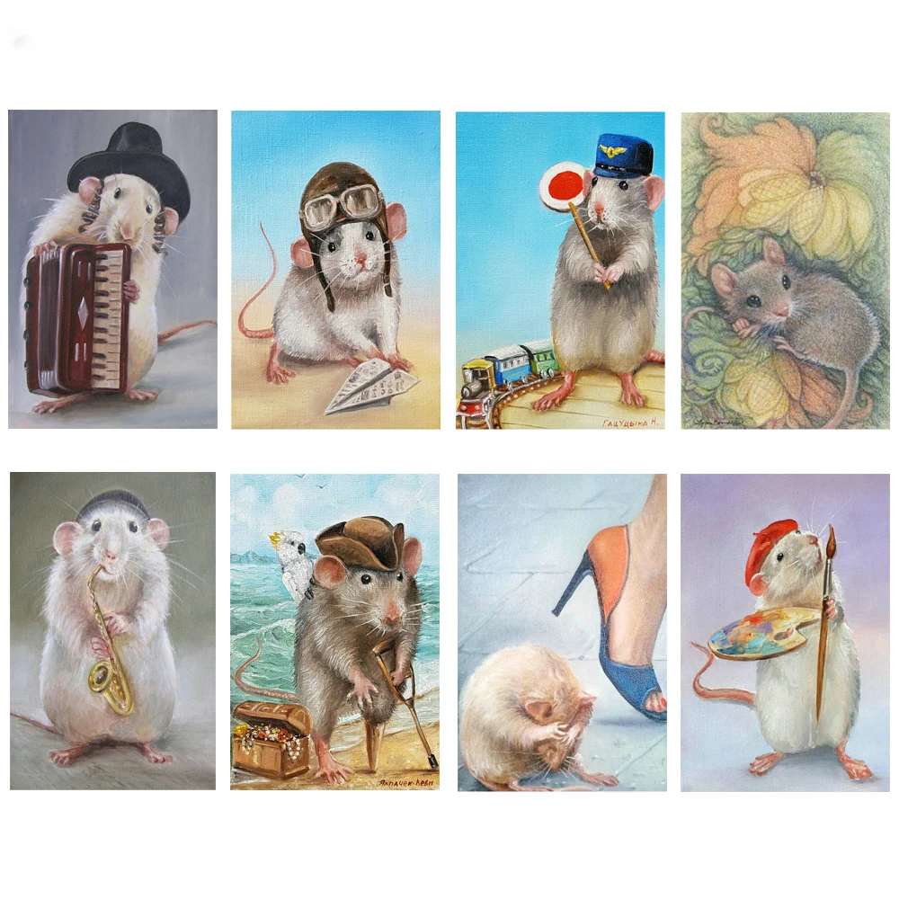 Full square round Drill 5D DIY Diamond Painting cartoon mouse Cross Stitch animal Mosaic Embroidery Year of the Rat gift | Дом и сад