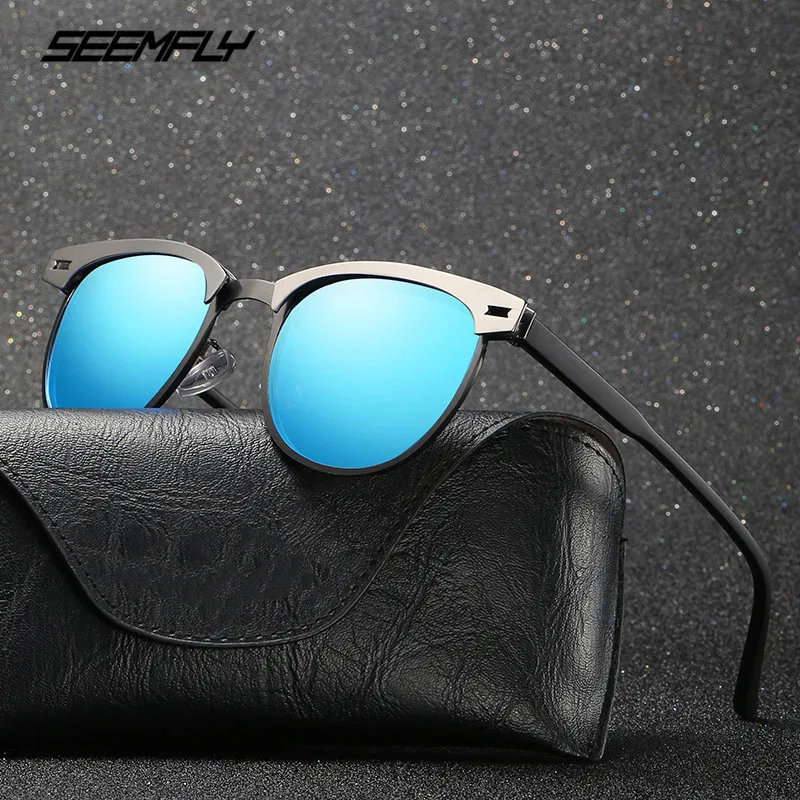 

SEEMFLY 2020 newst Men Polarized TR90 Sunglasses Vintage Anti-UV Driving Driver Black Goggles Eyewear Rectangle Shades Men Male
