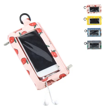 

Creative Cartoon Transparent Multi-function Canvas Bag Mobile Phone Touch Screen Bag Purse Key Chain Bag Coins Bag