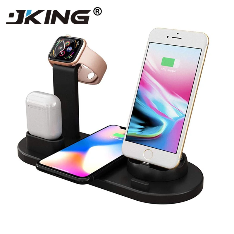 JKING Charging Dock Station Stand Holder for AirPods IPad Apple Watch Fast Wireless Charger Pad iPhone X XR XS MAX 8 7 Plus | Мобильные