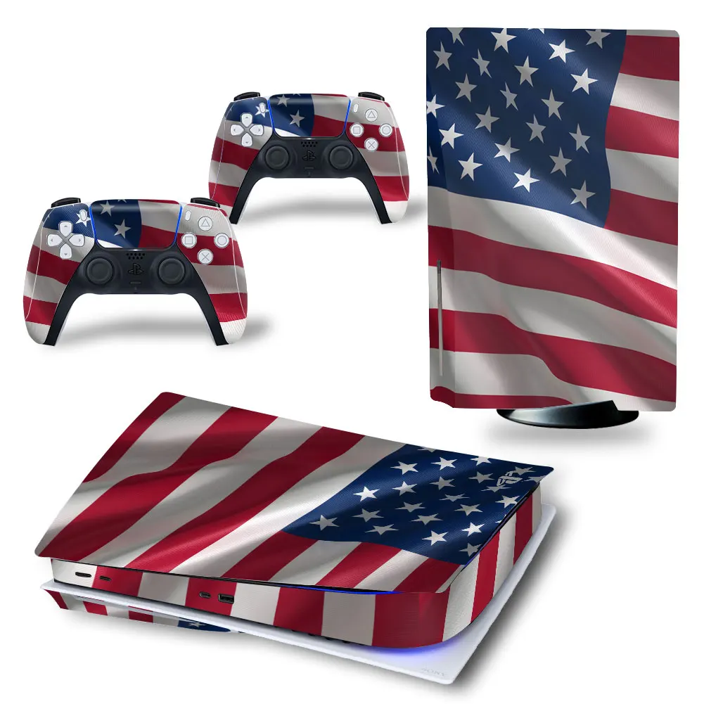 Gamegenixx ps5 adesivo de pele com disco padrão, bandeira americana,  cobertura de vinil, conjunto completo para console ps5 e 2 controles -  AliExpress