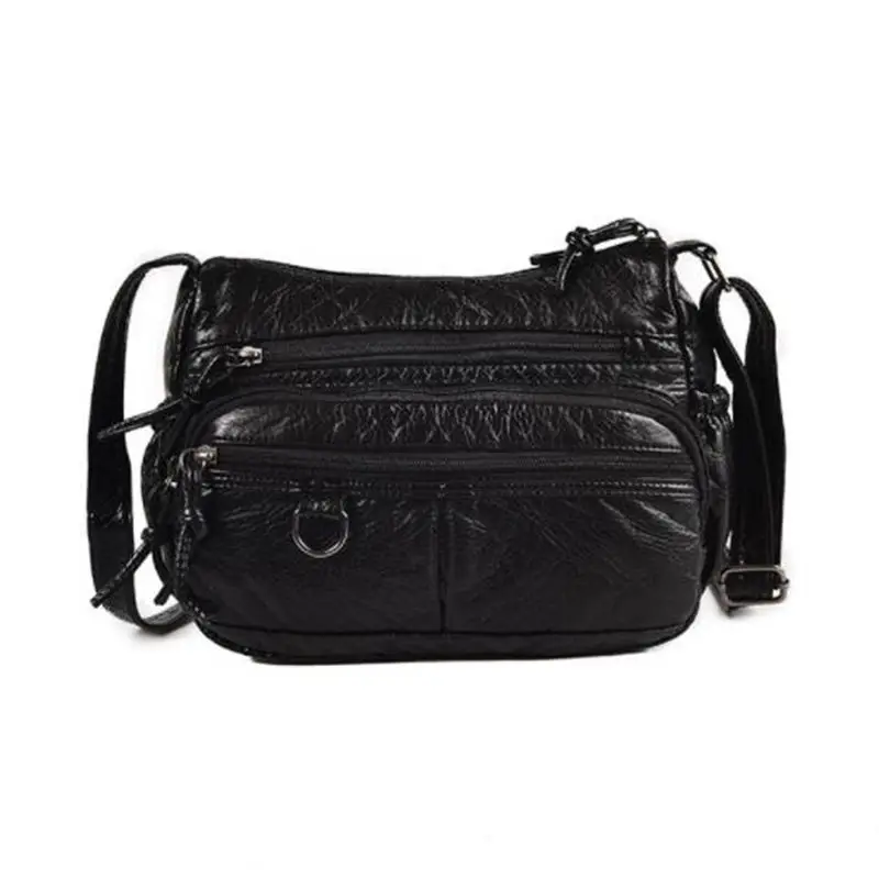 

Women Small Bag Pu Leather Crossbody Bag Multipockets Soft Washed Leather Shoulder Bag 2 Colors Messenger Bag L9-275