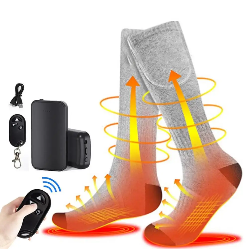 

Winter Electric Heated Socks USB Rechargeable Remote Control Outdoor Thermal Socks 3 Temperatures Adjustment Heating Socks