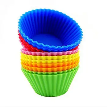 

12pcs Silicone Baking Cups / Cupcake Liners Vibrant Muffin Molds in Storage Container (Mixed Color)