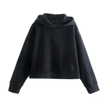 

Jenny&Dave Women Sweatshirt High Street Vintage Oversize Looose Hooded Sweatshirt Women Solid Winter Hoodies Pullovers Short