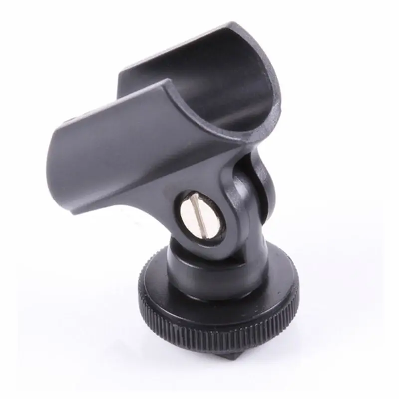 Microphone Clip Stand 19mm Plastic Mic Holder Clip with Hot Shoe For