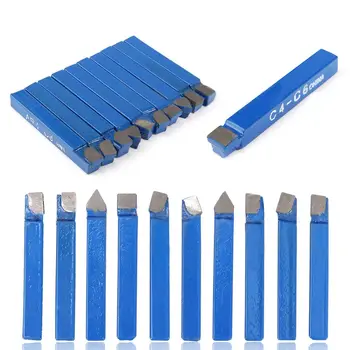 

10pcs 1/4 Metal Lathe Cutting Tool Set Carbide Tip External Turning C4-C6 Bit