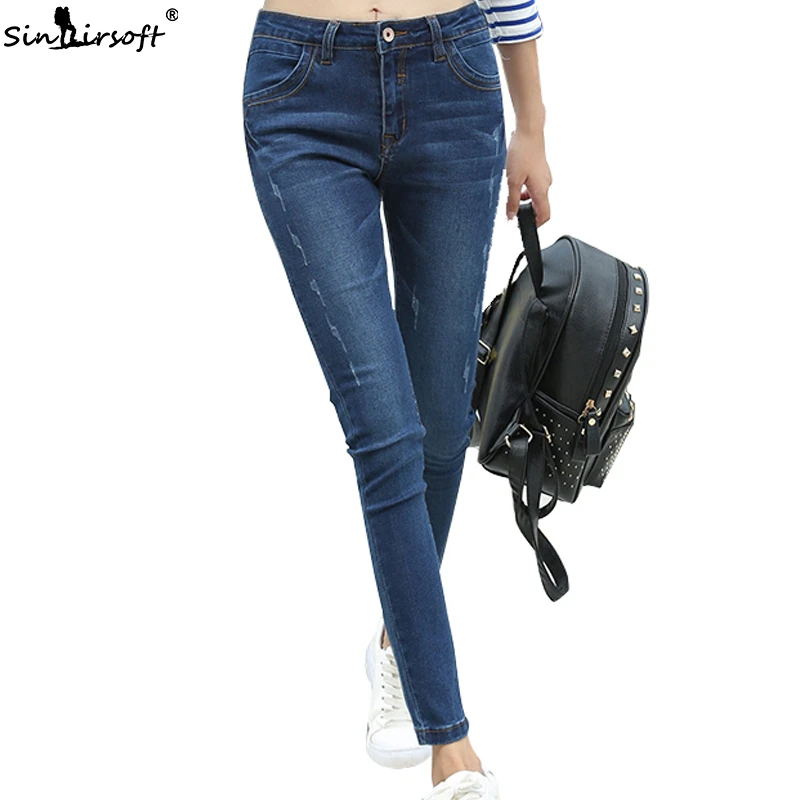 

2019 Autumn New Stretch Slim Thin Feet High Waist Jeans Mujer Woman Harajuku Befree Fashion Trend Casual Denim Pants Women Jean