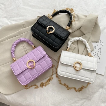 

Portable Women Handbag Tote Pleated PU Leather Lady Chain Small Shoulder Bags Outdoor Shopping Accessaries Supplies