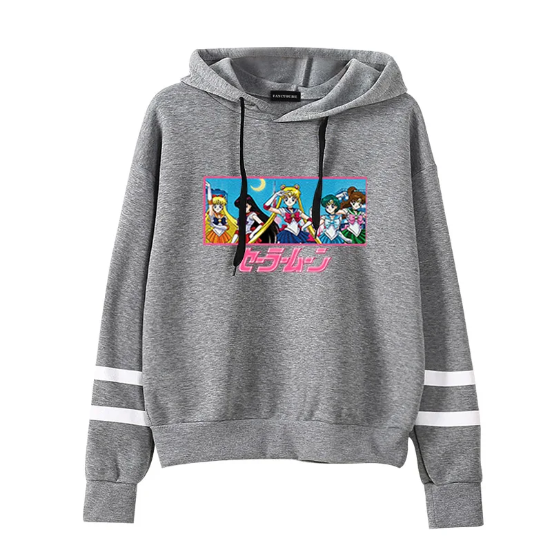 W23872GY Sudaderas de mujer женские толстовки с длинным рукавом и принтом аниме вечерние толстовки с капюшоном с графическим принтом Сейлор Мун - Цвет: W23872GY