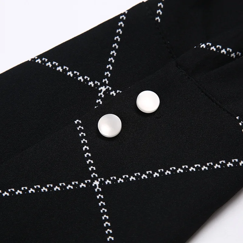 MEVGOHOT Turn Down Collar Woman's Fashion Plaid Drawstring Blouse Autumn Winter Draped Lattice Lace Up Korean Shirts HD3046