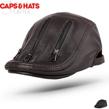 Высококачественные береты из натуральной кожи для мужчин, верхний слой козьей кожи, мужская шляпа, берет на молнии, Femme Sombrero Muts Peaked cap Bere